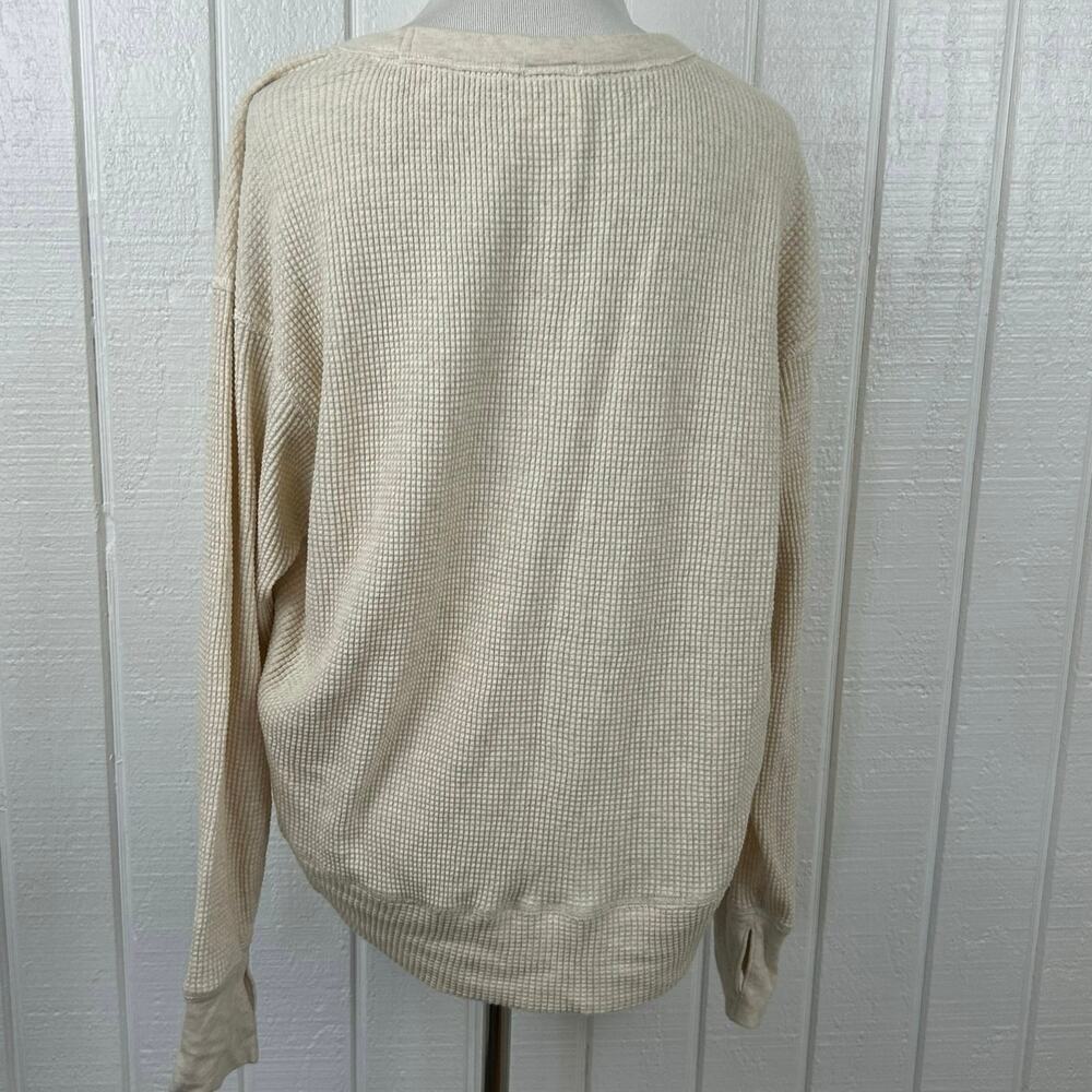 Aerie Oversized Cream Thermal Top Cozy Lounge Boho Minimalist XS - Picture 6 of 7